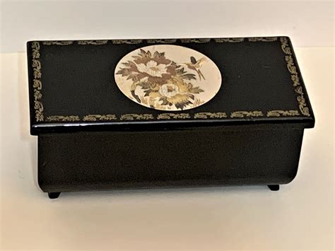 Vintage Sankyo Japan music box metal owl Jewelry box